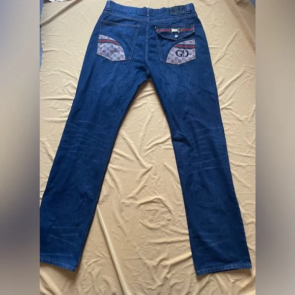 Gucci Men's Vintage denim jeans size 36/36 (54 embroidered pocket made in Italy - Picture 11 of 15